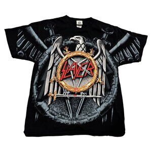 Vintage Slayer Liquid Blue 2004 All Over Print Double Sided T-Shirt XL Y2K